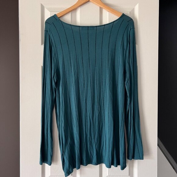 Apt. 9 Teal Twist Front Ribbed Long Sleeve Top Women’s Large - Picture 3 of 3